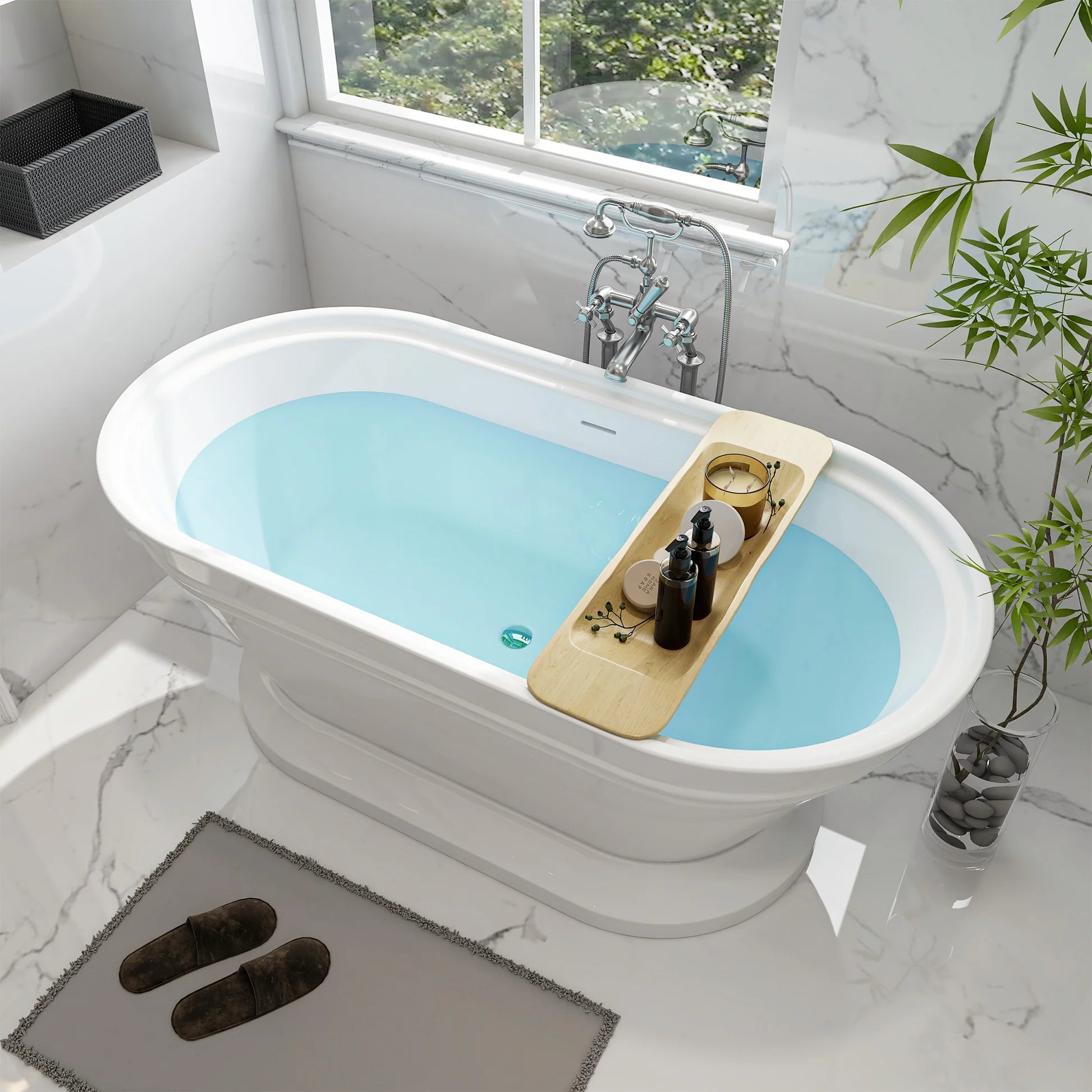 Flatbottom Freestanding Soaking Bathtub in White by Vanity Art