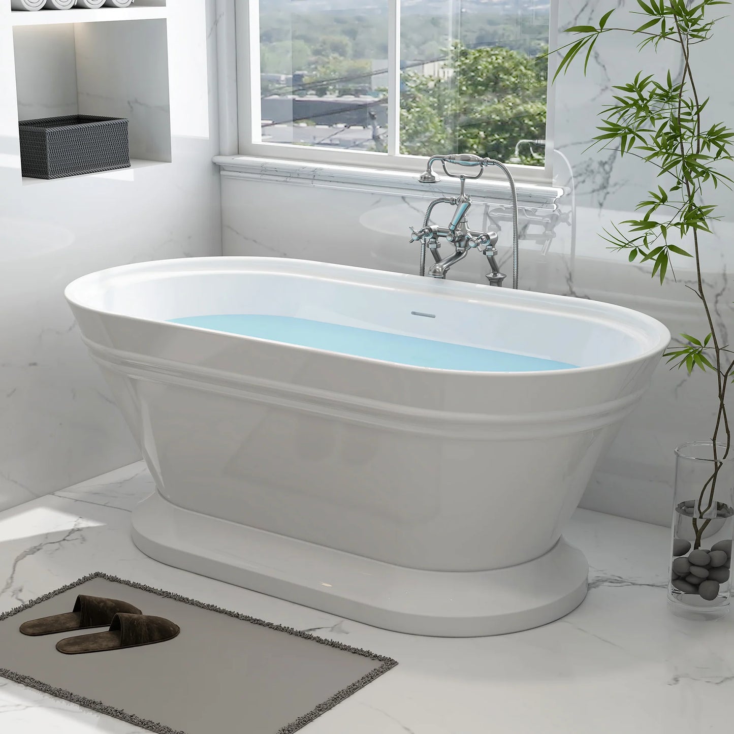 Flatbottom Freestanding Soaking Bathtub in White by Vanity Art