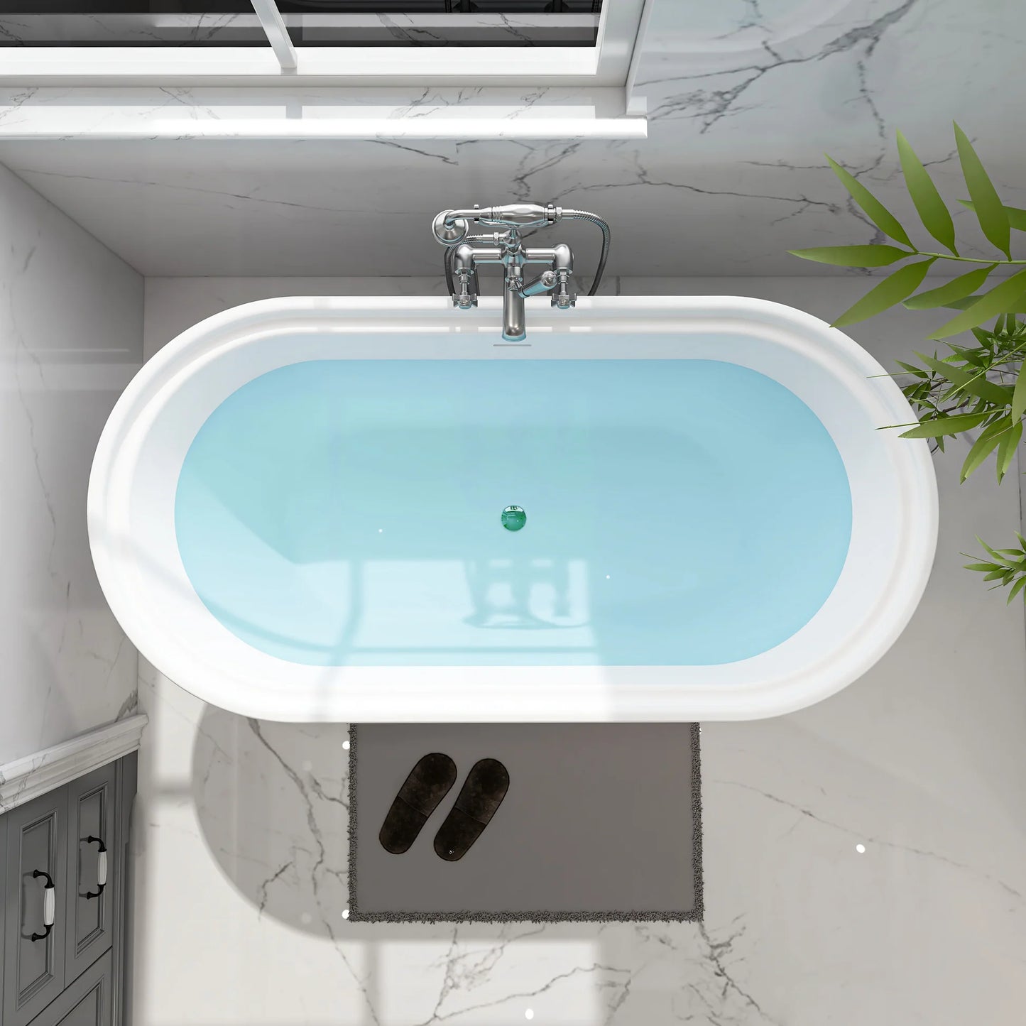 Flatbottom Freestanding Soaking Bathtub in White by Vanity Art