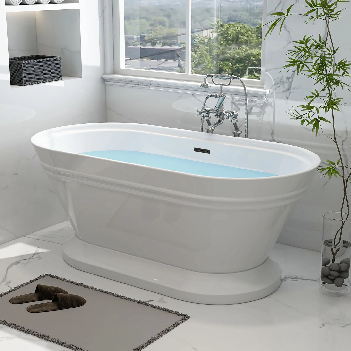 Flatbottom Freestanding Soaking Bathtub in White by Vanity Art