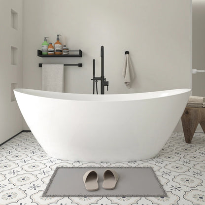 Flatbottom Freestanding Soaking Bathtub in White/Polished Chrome by Vanity Art