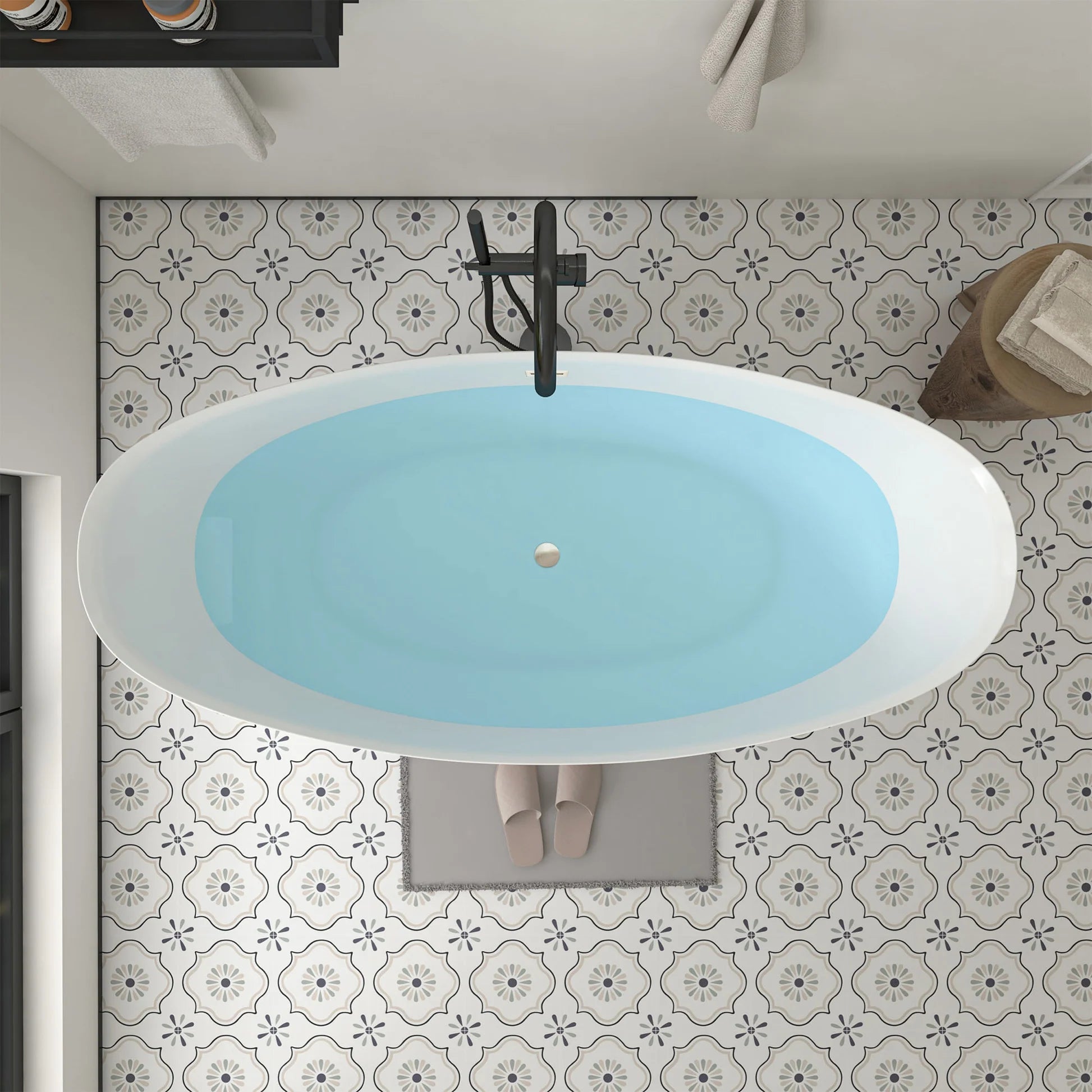 Flatbottom Freestanding Soaking Bathtub in White/Polished Chrome by Vanity Art