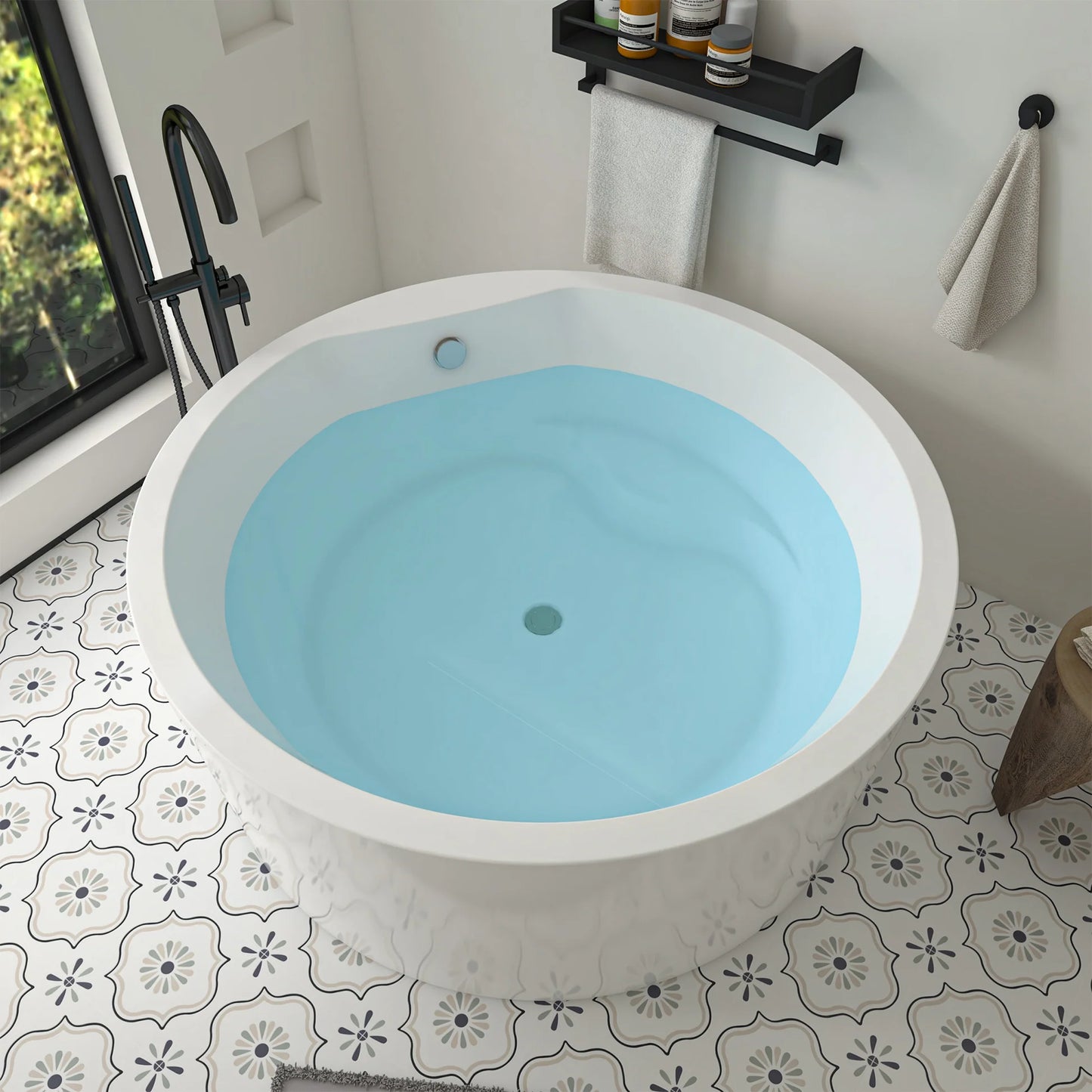 Flatbottom Freestanding Soaking Bathtub in White/Polished Chrome by Vanity Art