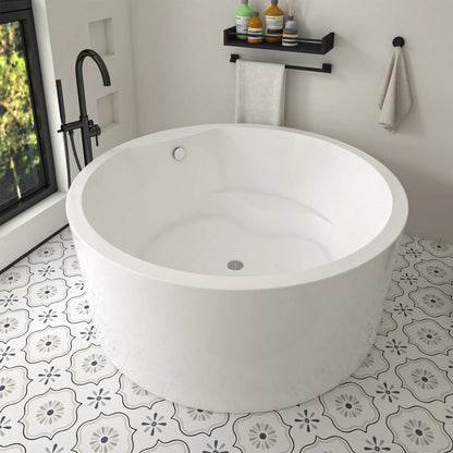 Flatbottom Freestanding Soaking Bathtub in White/Polished Chrome by Vanity Art
