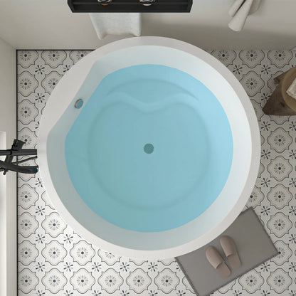 Flatbottom Freestanding Soaking Bathtub in White/Polished Chrome by Vanity Art