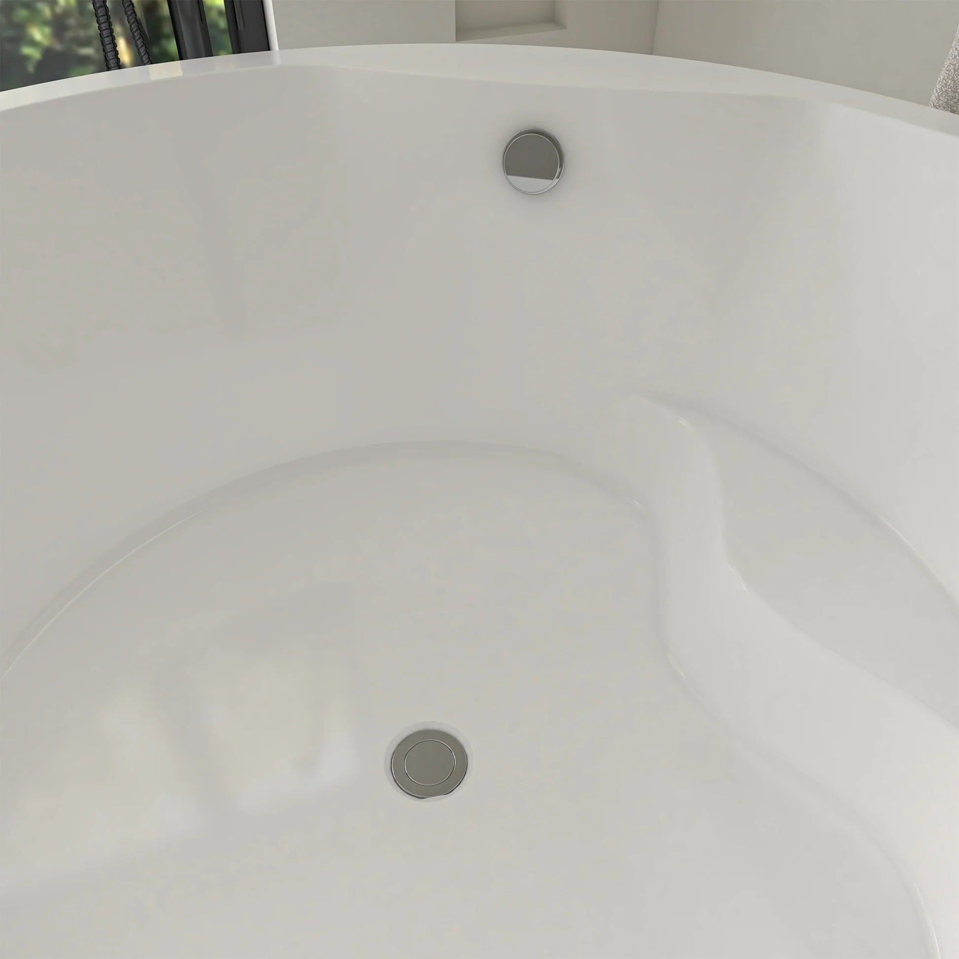 Flatbottom Freestanding Soaking Bathtub in White/Polished Chrome by Vanity Art