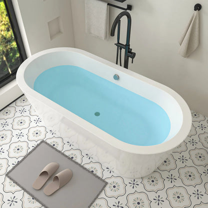 Flatbottom Freestanding Soaking Bathtub in White/Polished Chrome by Vanity Art