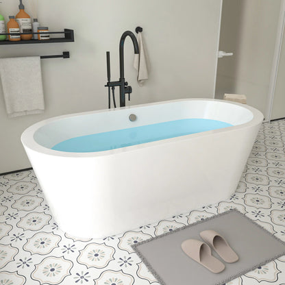 Flatbottom Freestanding Soaking Bathtub in White/Polished Chrome by Vanity Art