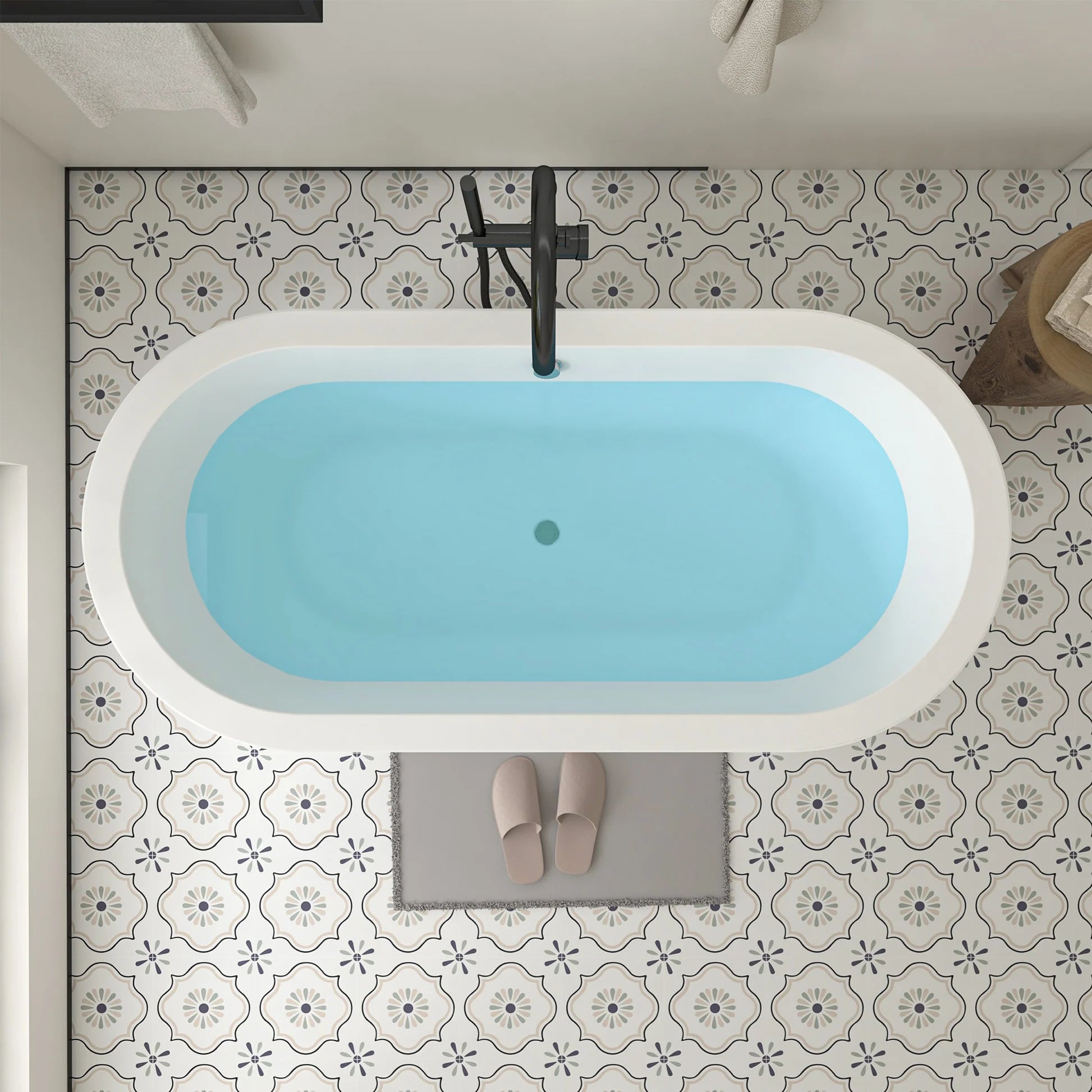 Flatbottom Freestanding Soaking Bathtub in White/Polished Chrome by Vanity Art