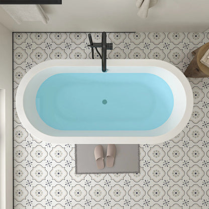 Flatbottom Freestanding Soaking Bathtub in White/Polished Chrome by Vanity Art