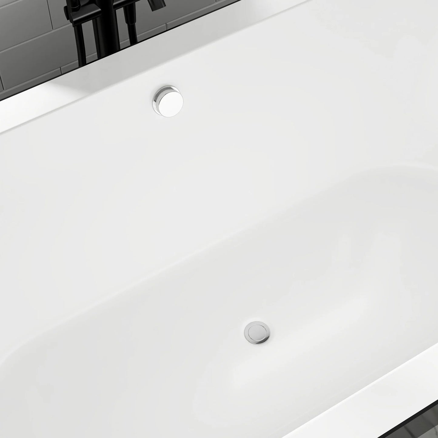 Flatbottom Freestanding Soaking Bathtub in Black/Polished Chrome by Vanity Art