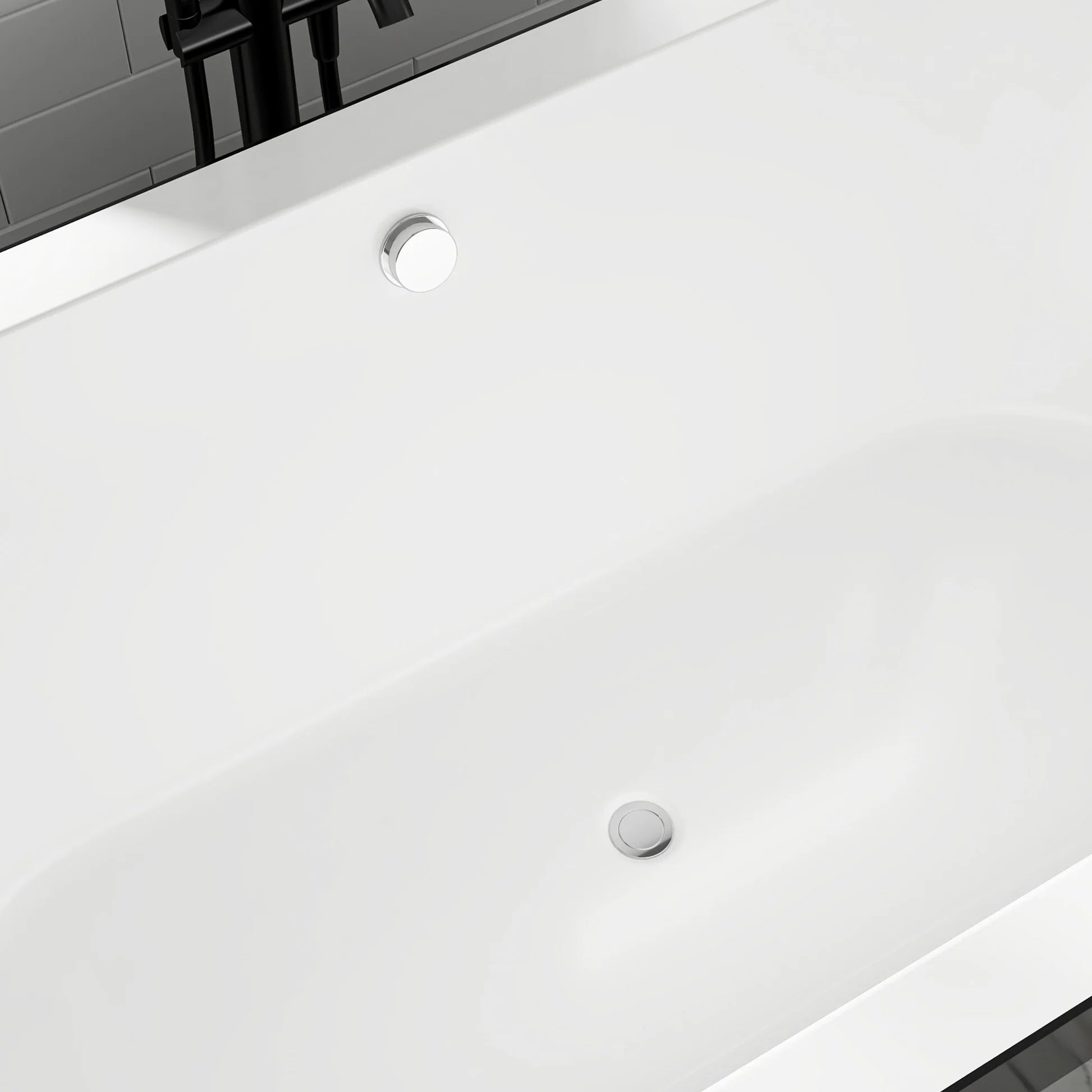 Flatbottom Freestanding Soaking Bathtub in Black/Polished Chrome by Vanity Art