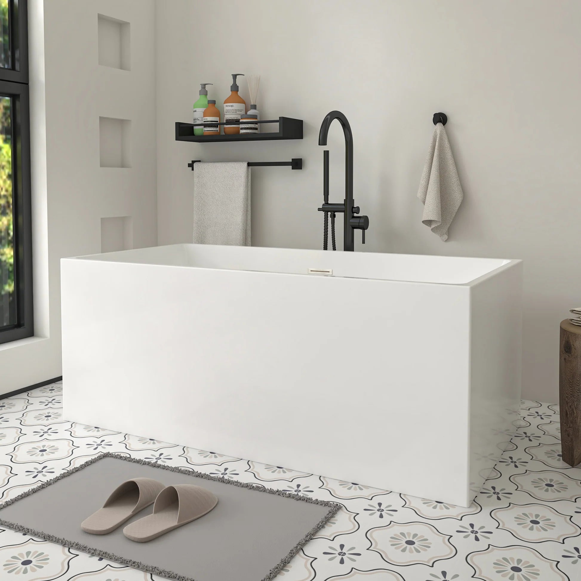 Flatbottom Freestanding Soaking Bathtub by Vanity Art