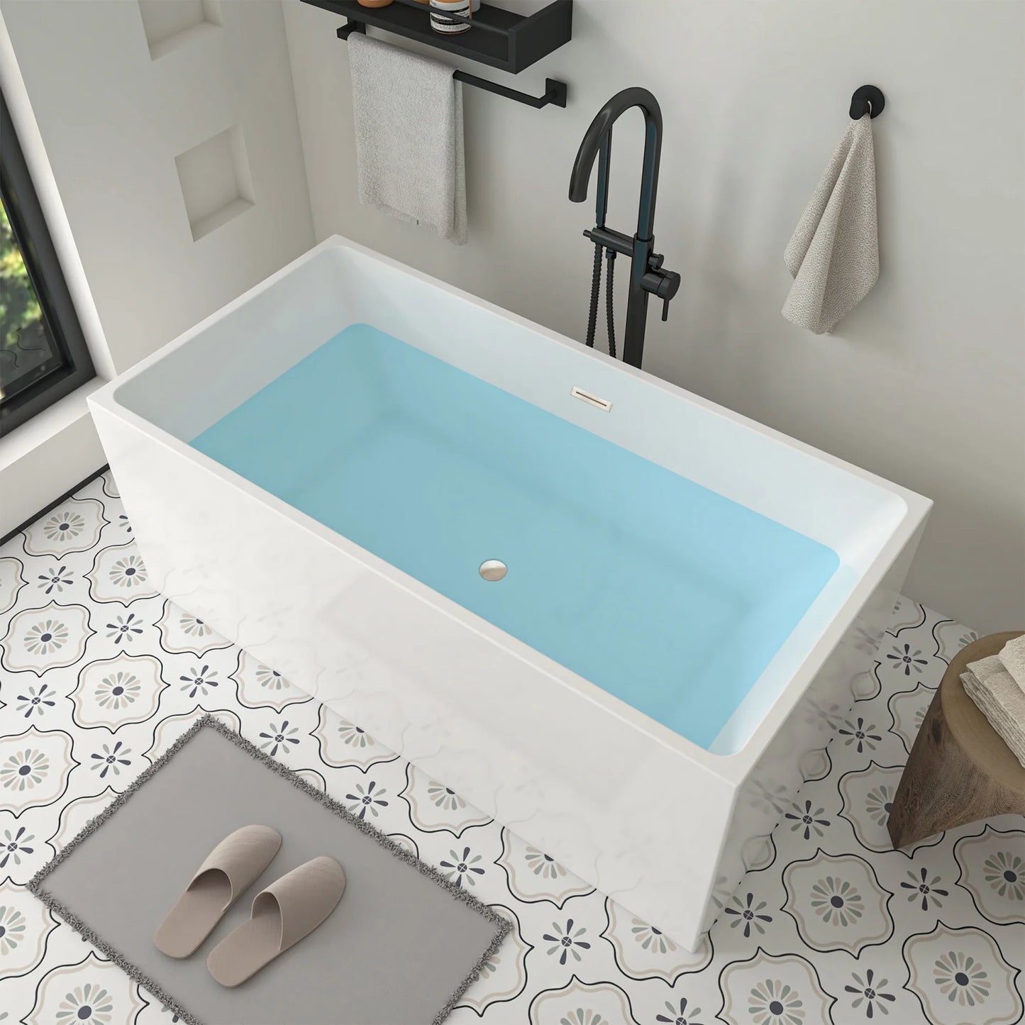 Flatbottom Freestanding Soaking Bathtub by Vanity Art