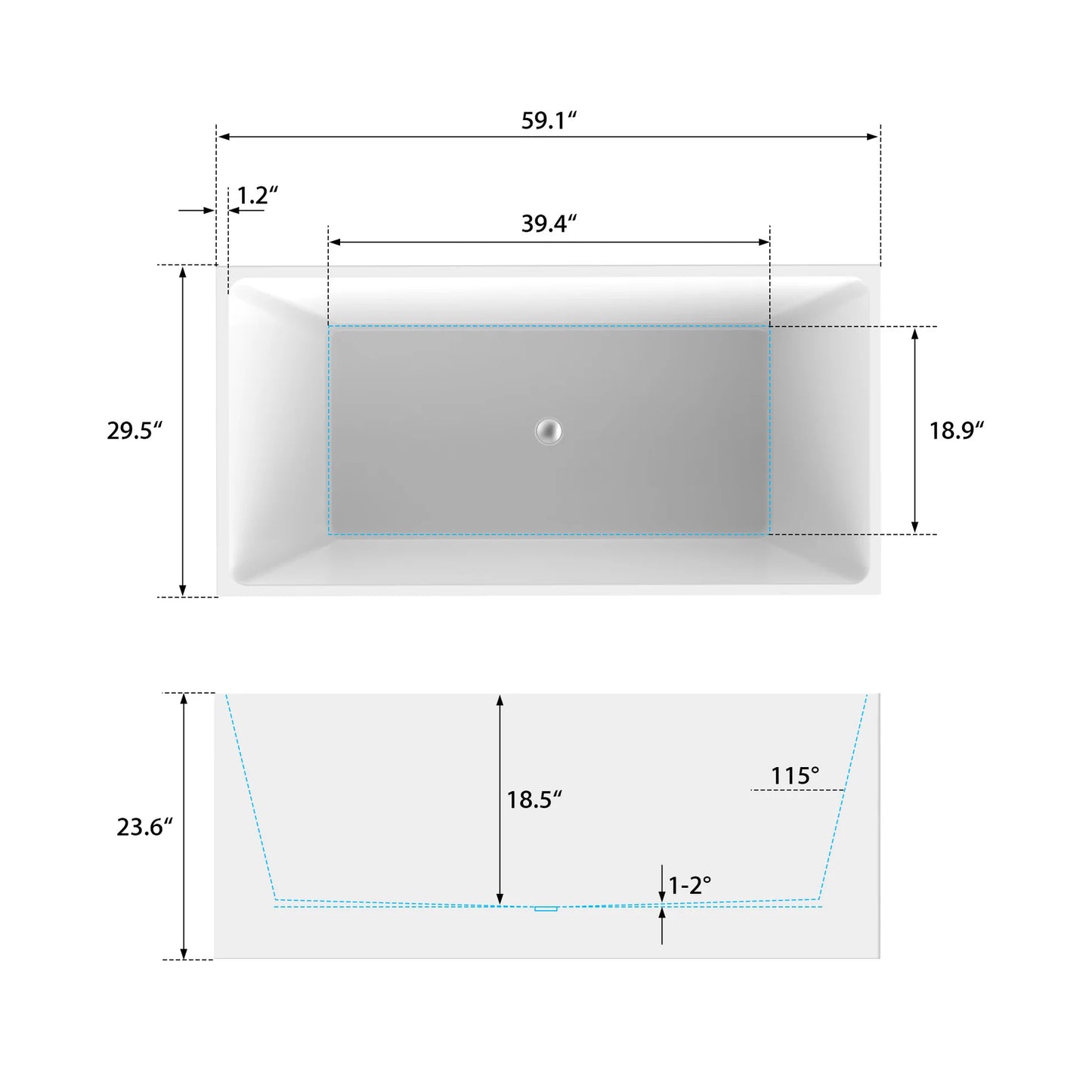 Flatbottom Freestanding Soaking Bathtub by Vanity Art