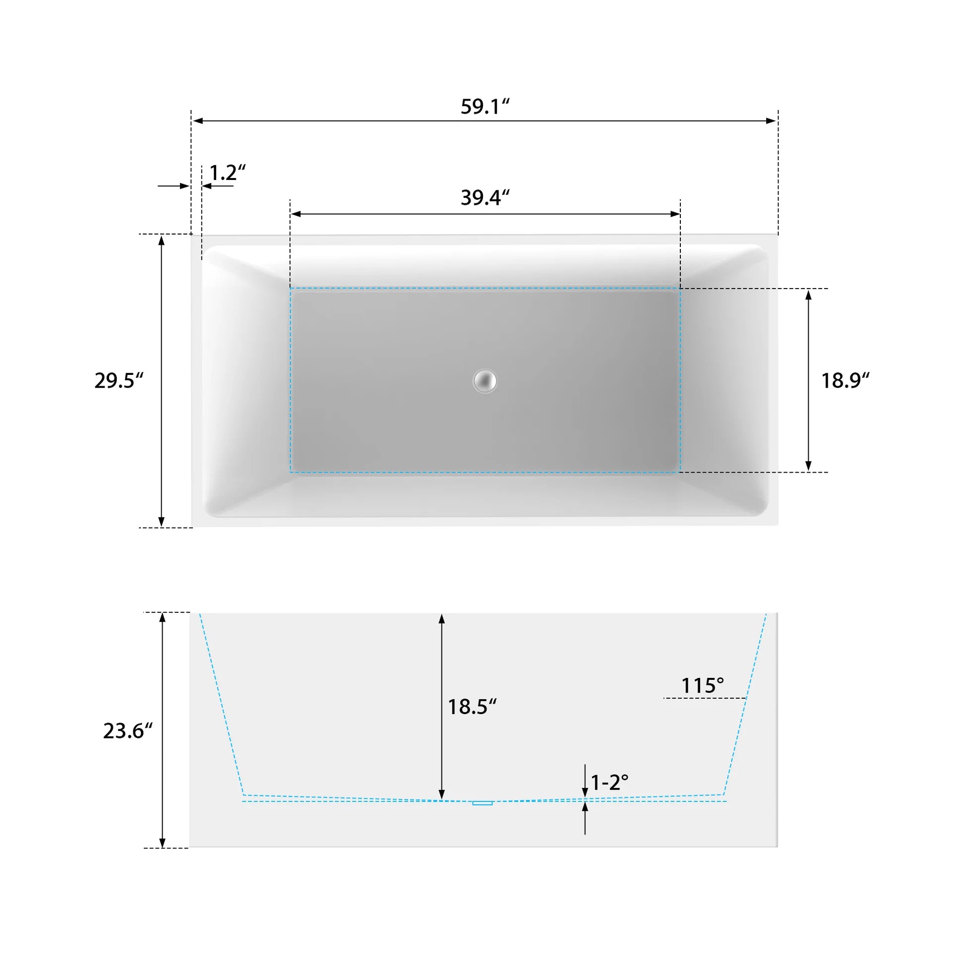 Flatbottom Freestanding Soaking Bathtub by Vanity Art
