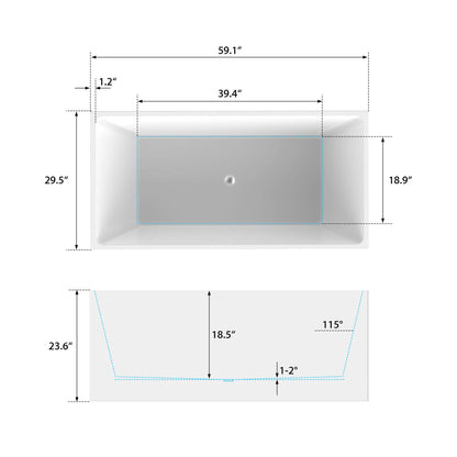 Flatbottom Freestanding Soaking Bathtub by Vanity Art