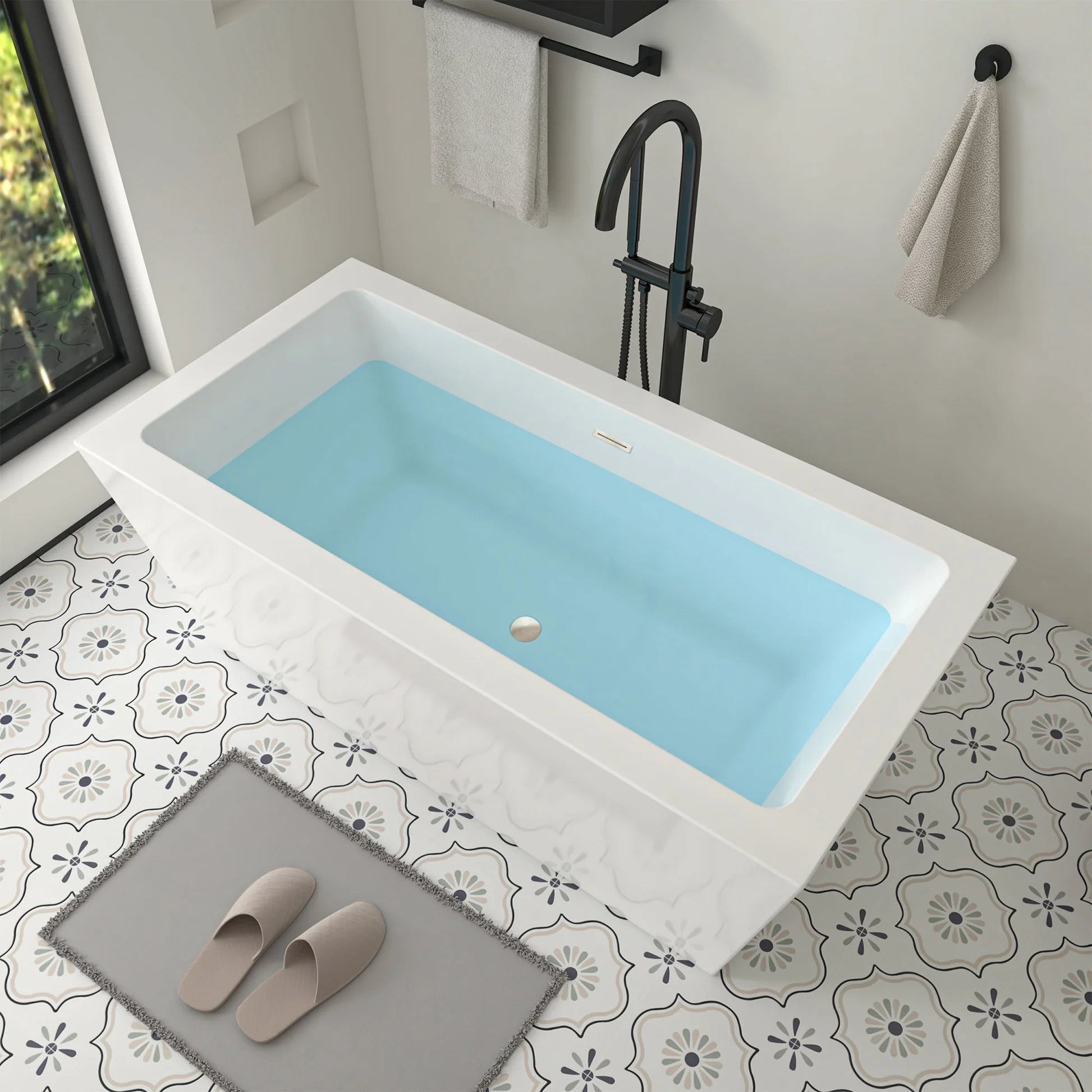 Flatbottom Freestanding Soaking Bathtub in White by Vanity Art
