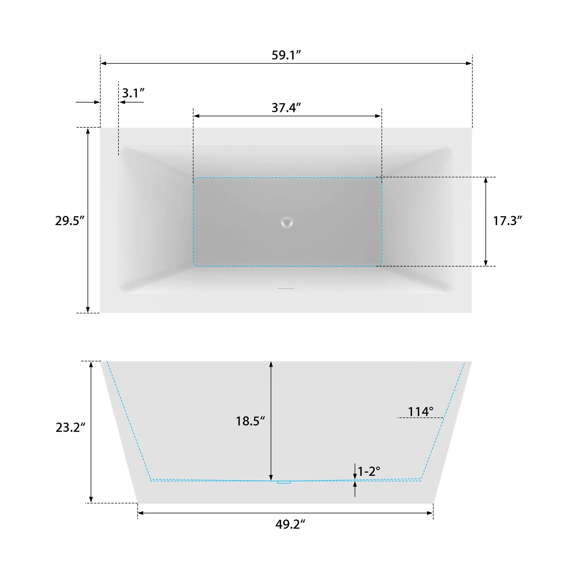Flatbottom Freestanding Soaking Bathtub in White by Vanity Art