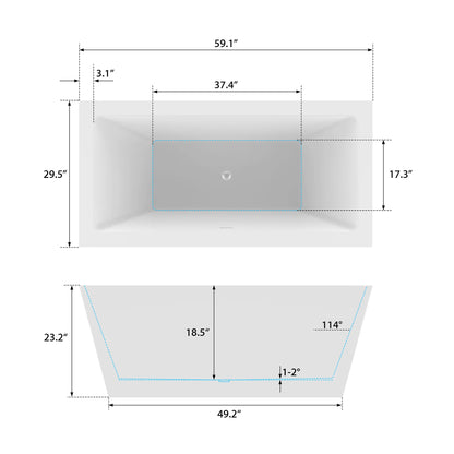 Flatbottom Freestanding Soaking Bathtub in White by Vanity Art