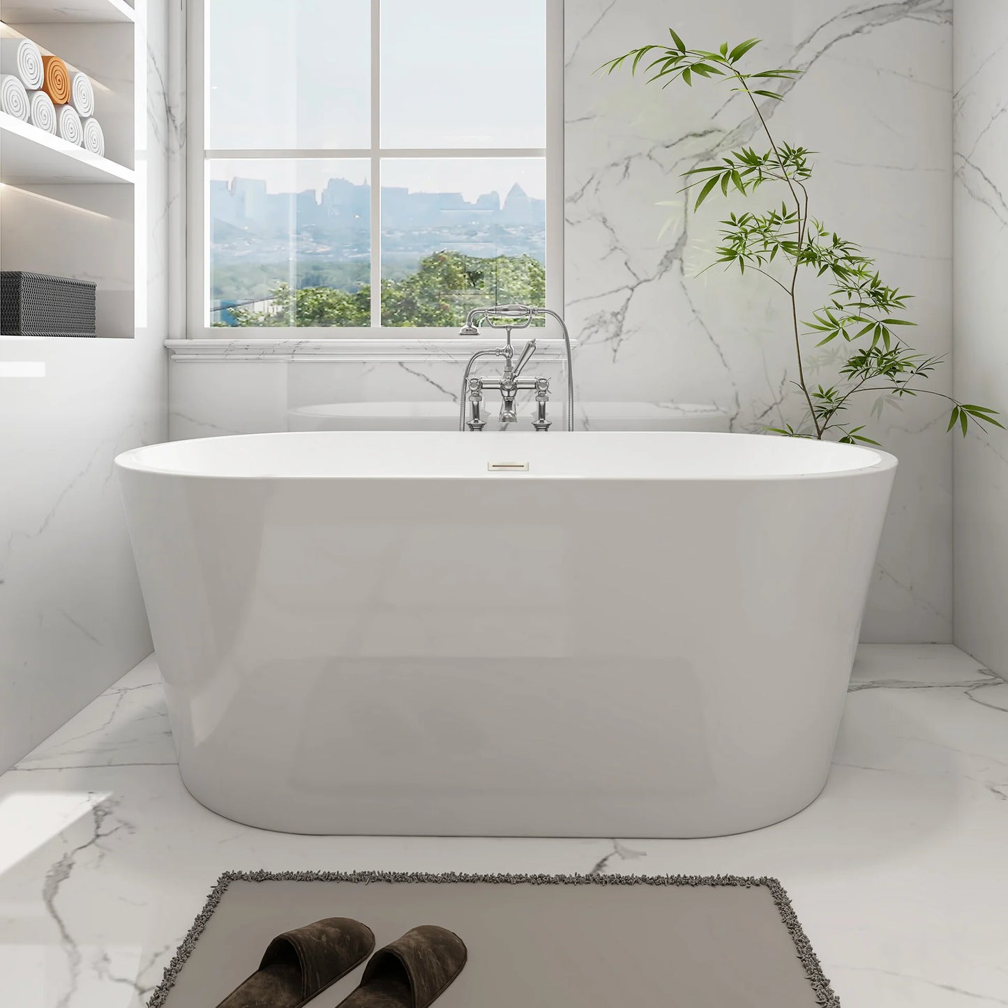 Freestanding Soaking Bathtub with Center  Drain