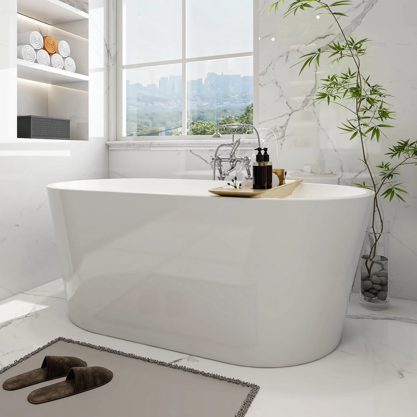 Freestanding Soaking Bathtub with Center  Drain