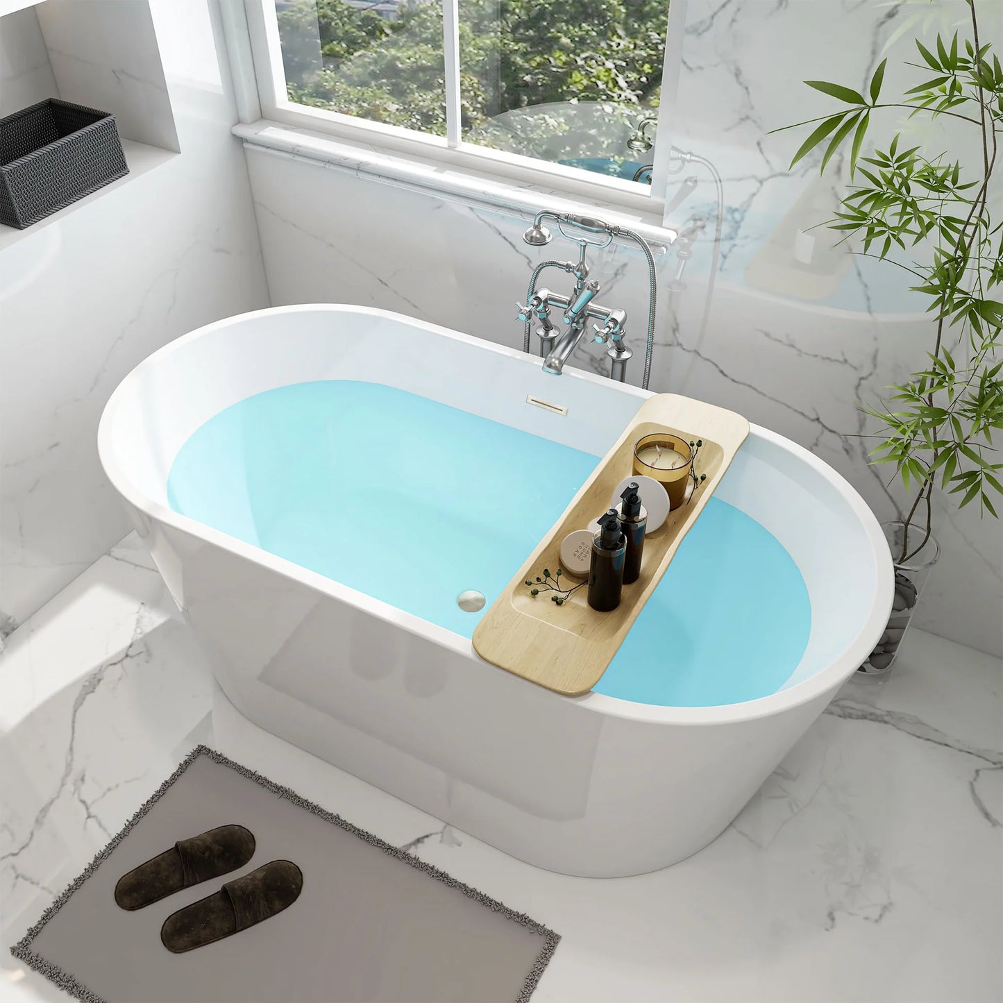 Freestanding Soaking Bathtub with Center  Drain