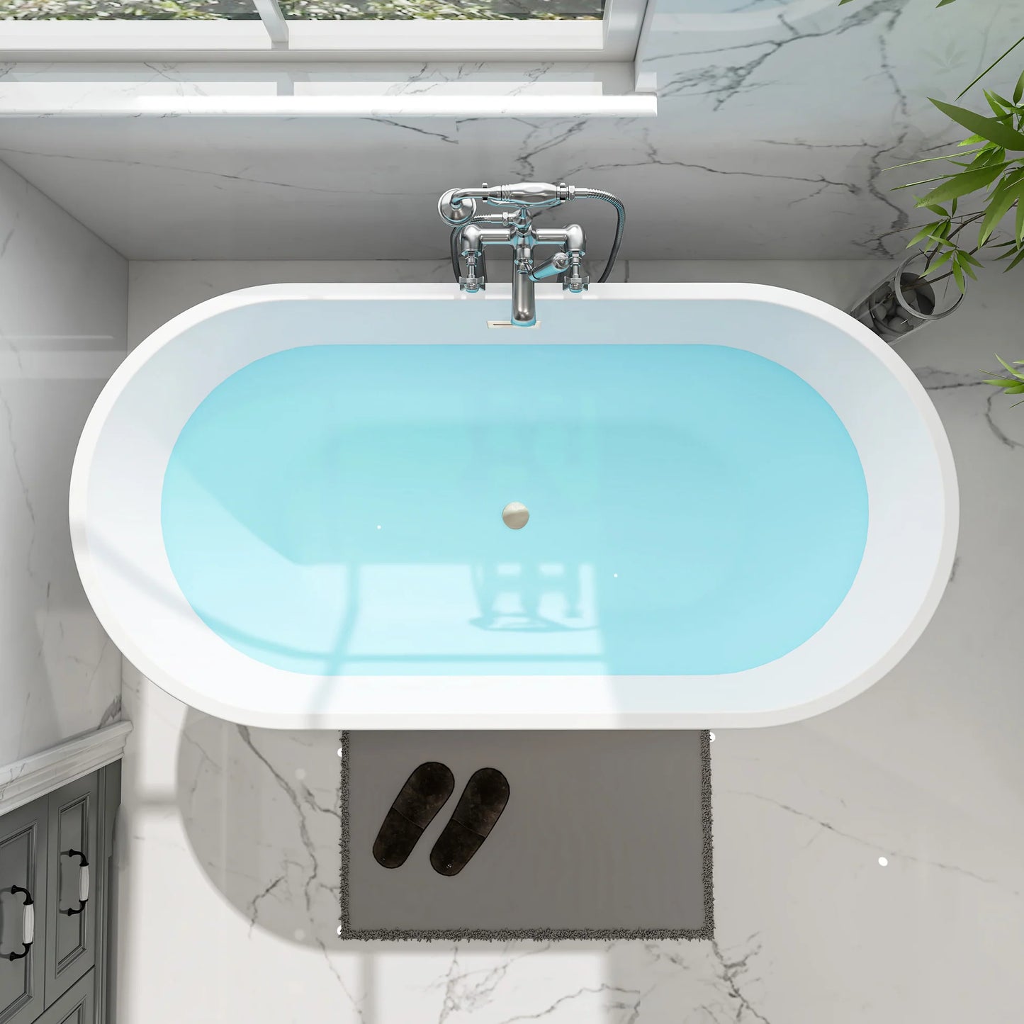 Freestanding Soaking Bathtub with Center  Drain