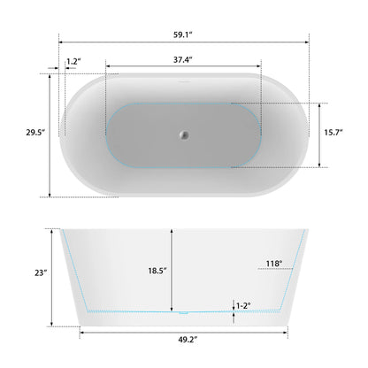 Freestanding Soaking Bathtub with Center  Drain