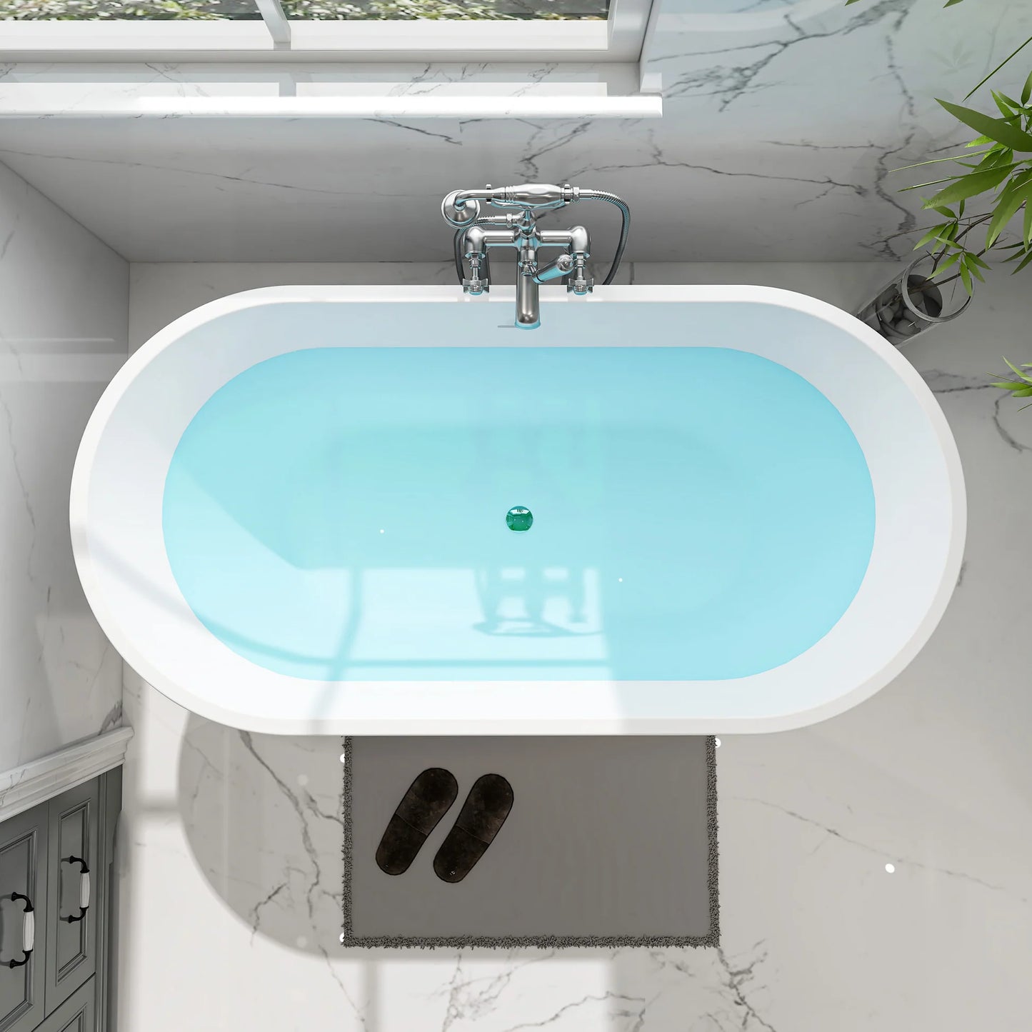 Freestanding Soaking Bathtub with Center  Drain