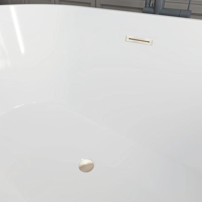 Flatbottom Freestanding Non-Slip Soaking  Bathtub in White