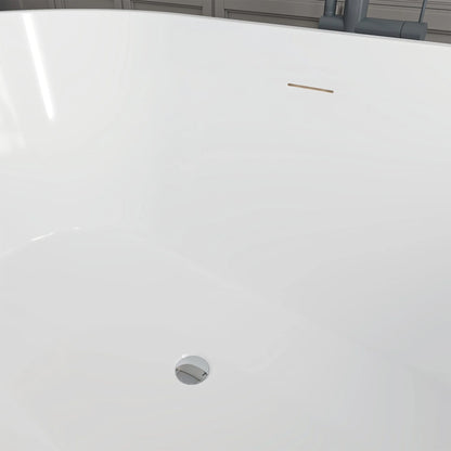 Flatbottom Freestanding Non-Slip Soaking  Bathtub in White