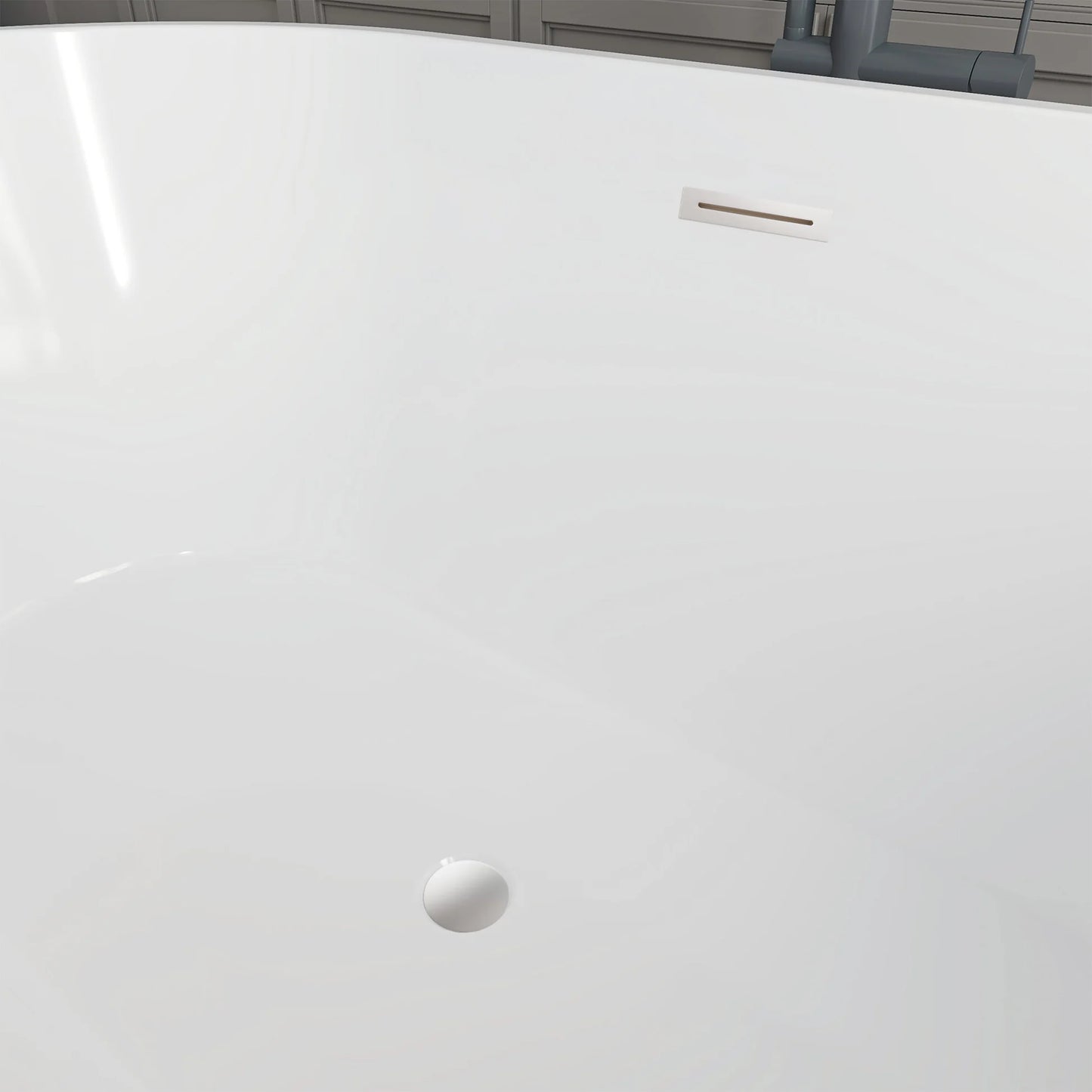 Flatbottom Freestanding Non-Slip Soaking  Bathtub in White