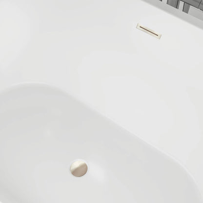 Flatbottom Freestanding Non-Slip Soaking  Bathtub in White