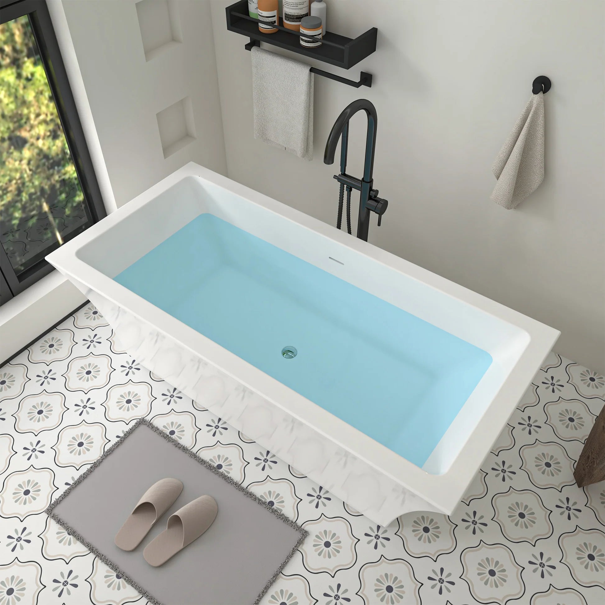 Freestanding Soaking Bathtub with Center Drain Strasbourg by Vanity Art
