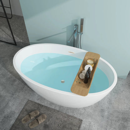 Flatbottom Freestanding Soaking Bathtub with Center Drain in White by Vanity Art