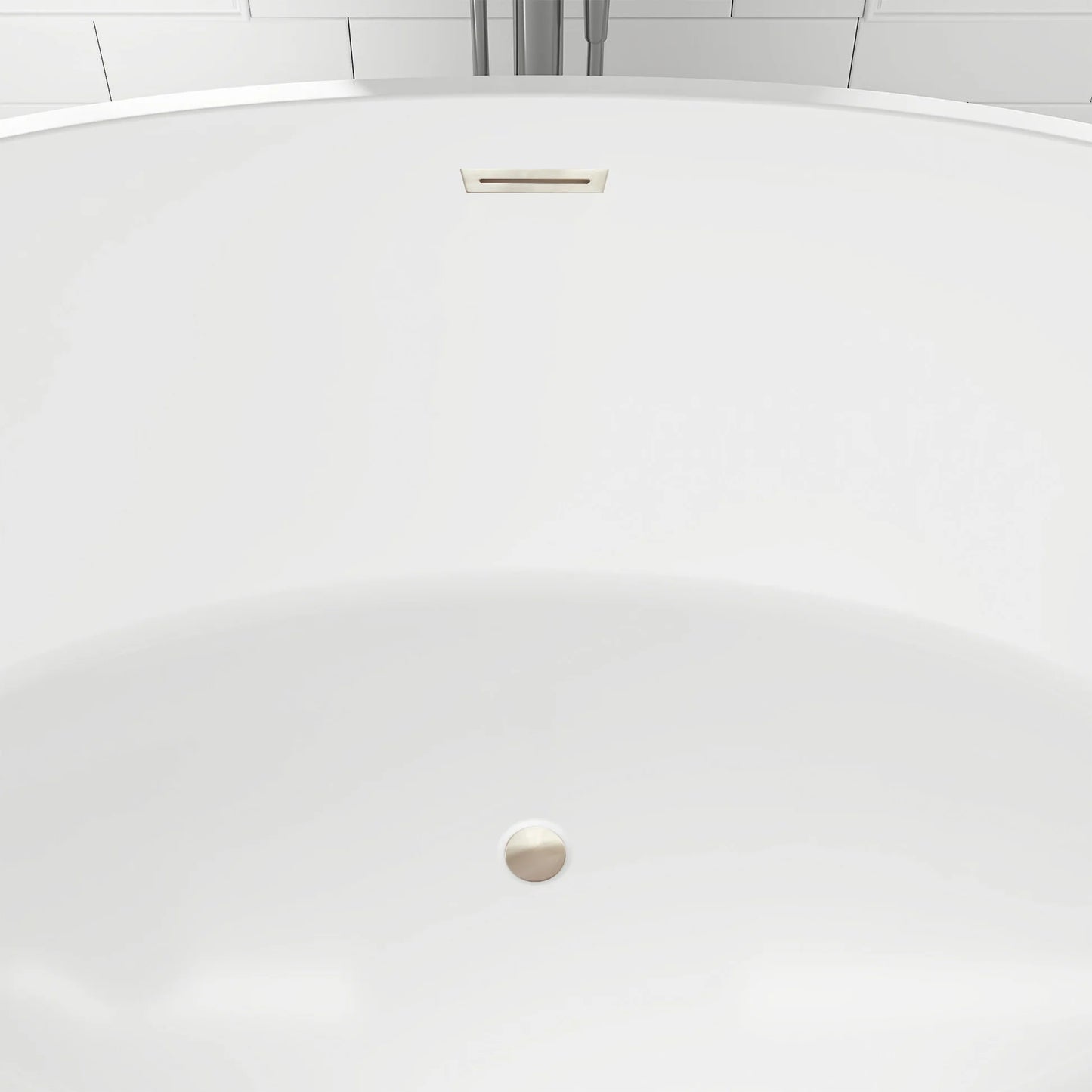 Flatbottom Freestanding Soaking Bathtub with Center Drain in White by Vanity Art