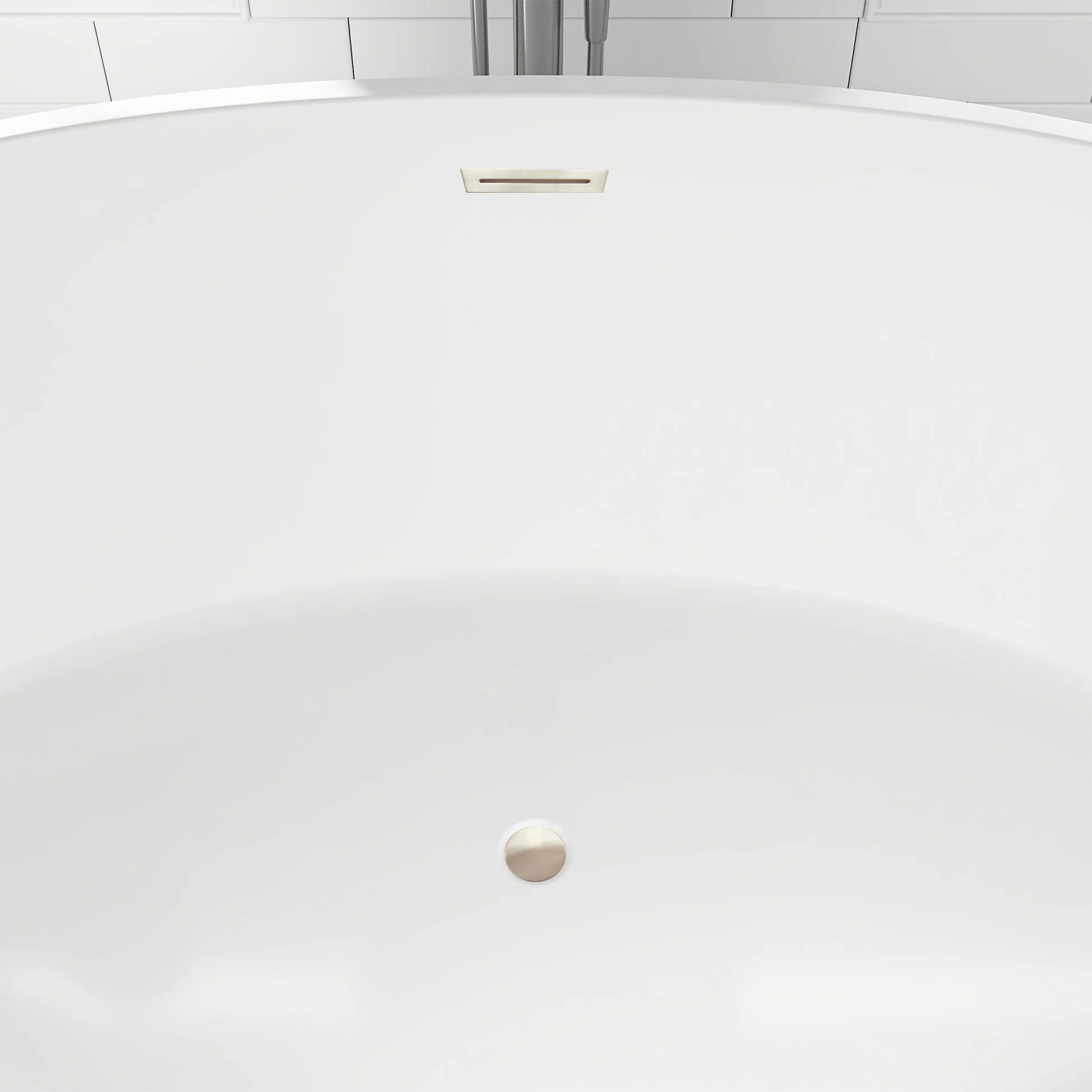 Flatbottom Freestanding Soaking Bathtub with Center Drain in White by Vanity Art