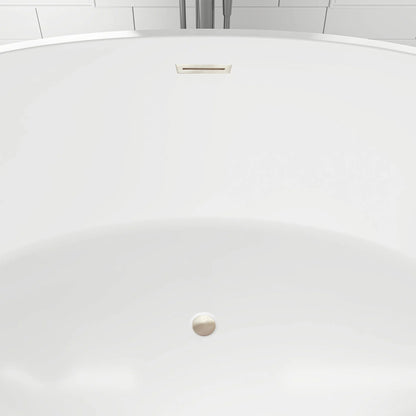 Flatbottom Freestanding Soaking Bathtub with Center Drain in White by Vanity Art