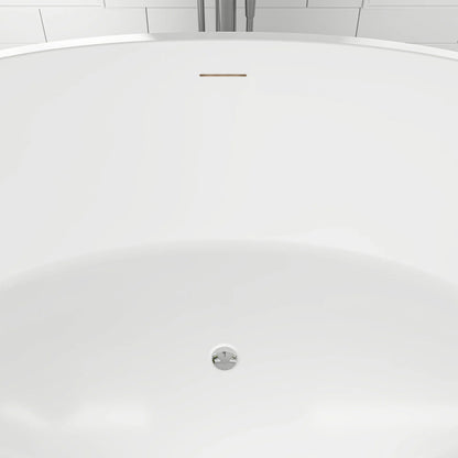 Flatbottom Freestanding Soaking Bathtub with Center Drain in White by Vanity Art