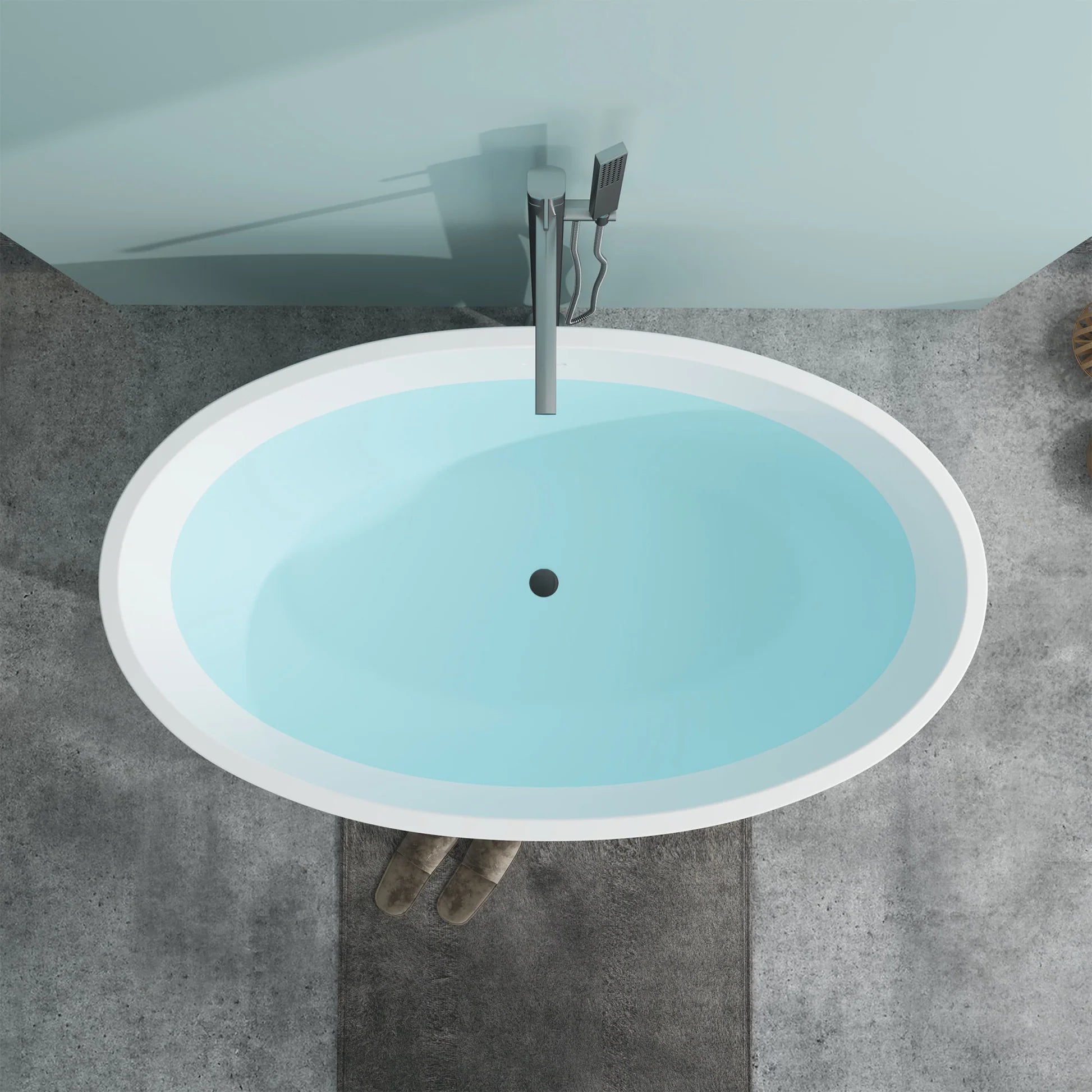 Flatbottom Freestanding Soaking Bathtub with Center Drain in White by Vanity Art