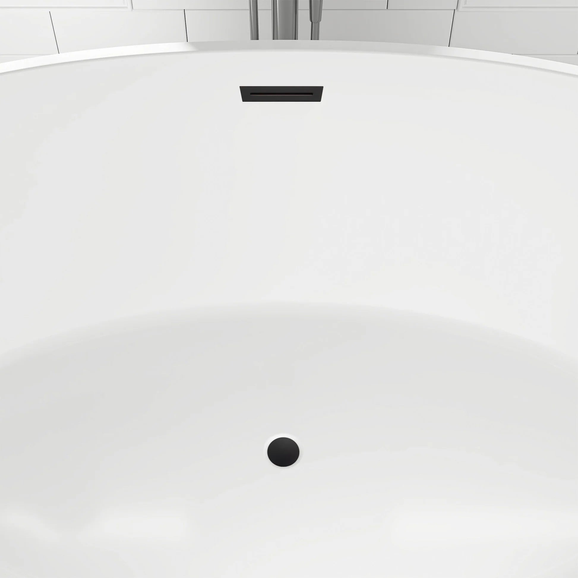 Flatbottom Freestanding Soaking Bathtub with Center Drain in White by Vanity Art