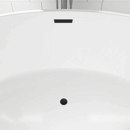 Flatbottom Freestanding Soaking Bathtub with Center Drain in White by Vanity Art