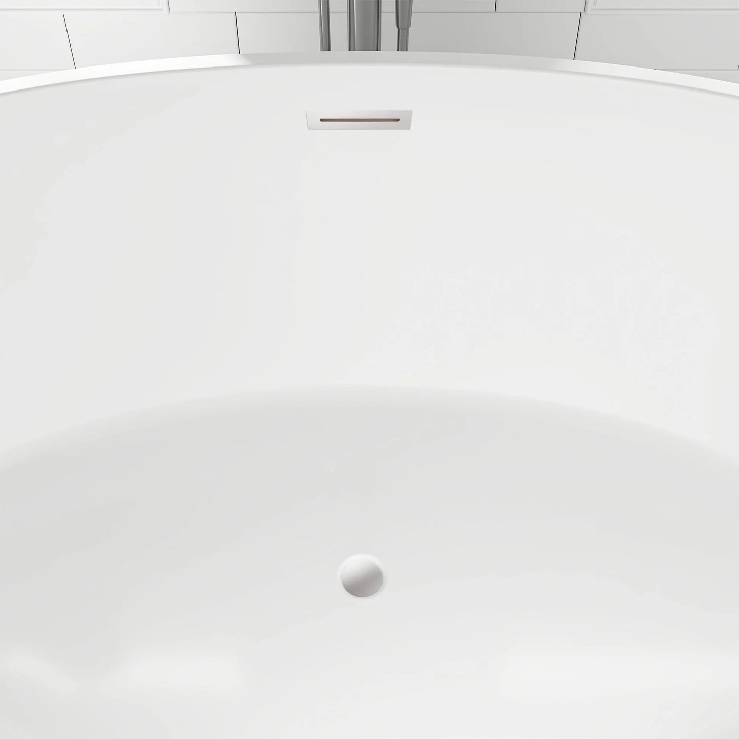 Flatbottom Freestanding Soaking Bathtub with Center Drain in White by Vanity Art