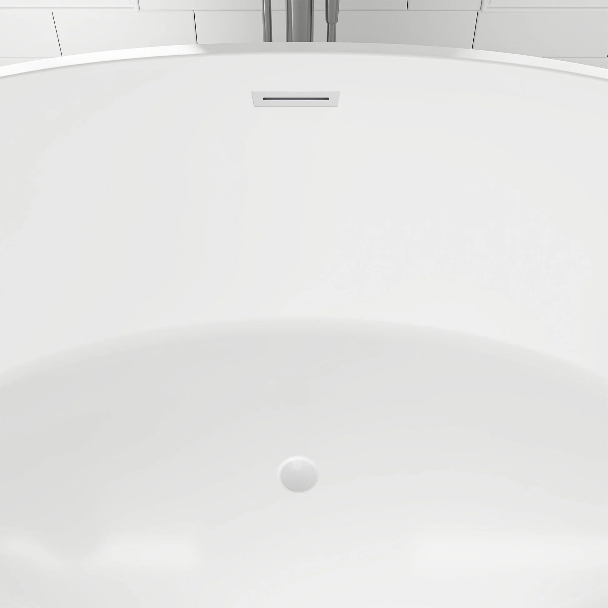 Flatbottom Freestanding Soaking Bathtub with Center Drain in White by Vanity Art