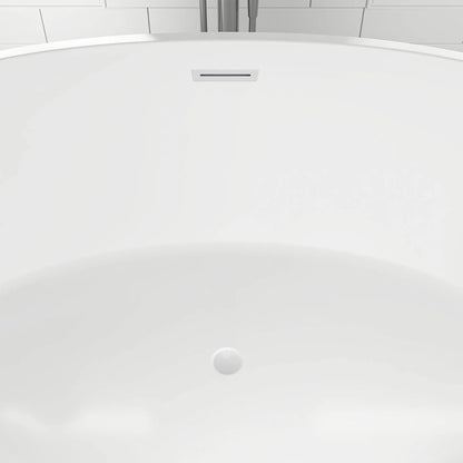 Flatbottom Freestanding Soaking Bathtub with Center Drain in White by Vanity Art