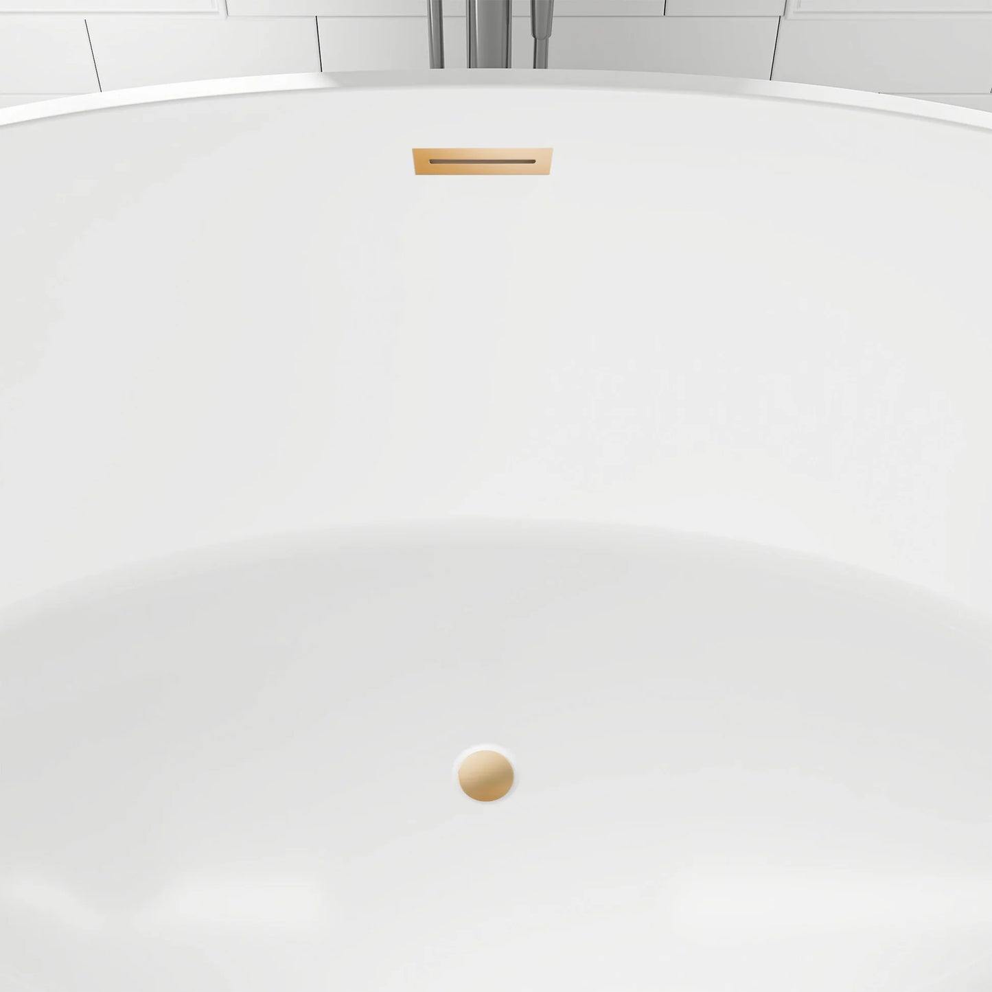 Flatbottom Freestanding Soaking Bathtub with Center Drain in White by Vanity Art