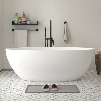 Flatbottom Freestanding Soaking Bathtub with Center Drain in White by Vanity Art