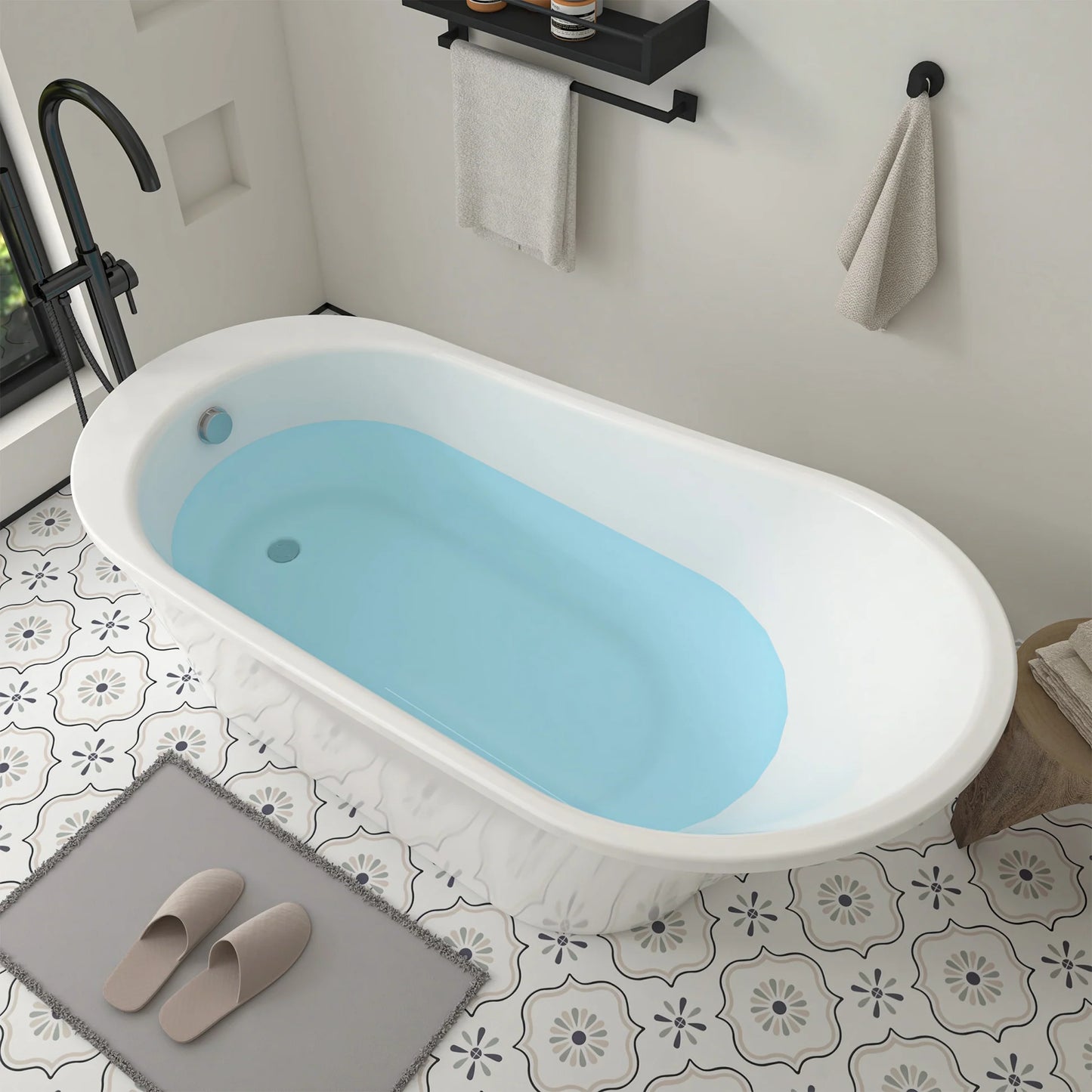 Flatbottom Left Drain Freestanding Soaking  Bathtub