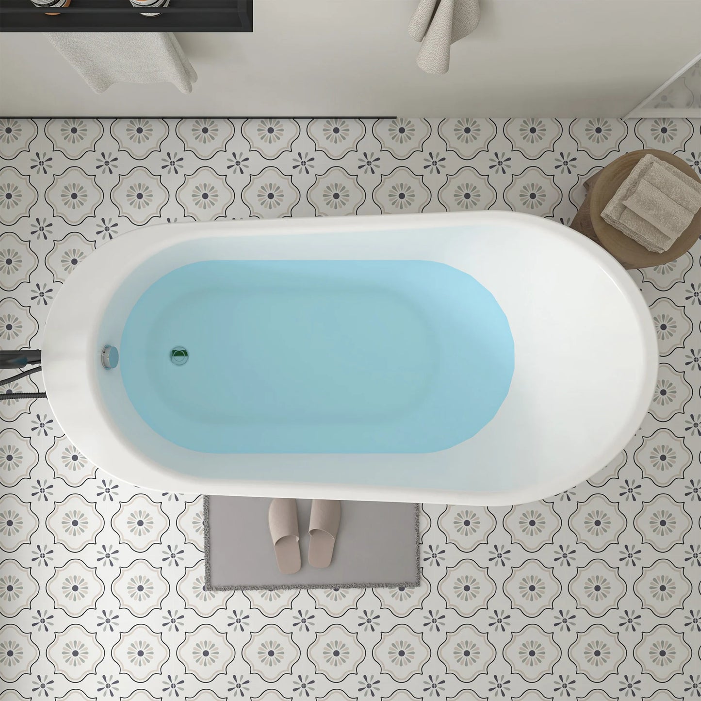 Flatbottom Left Drain Freestanding Soaking  Bathtub
